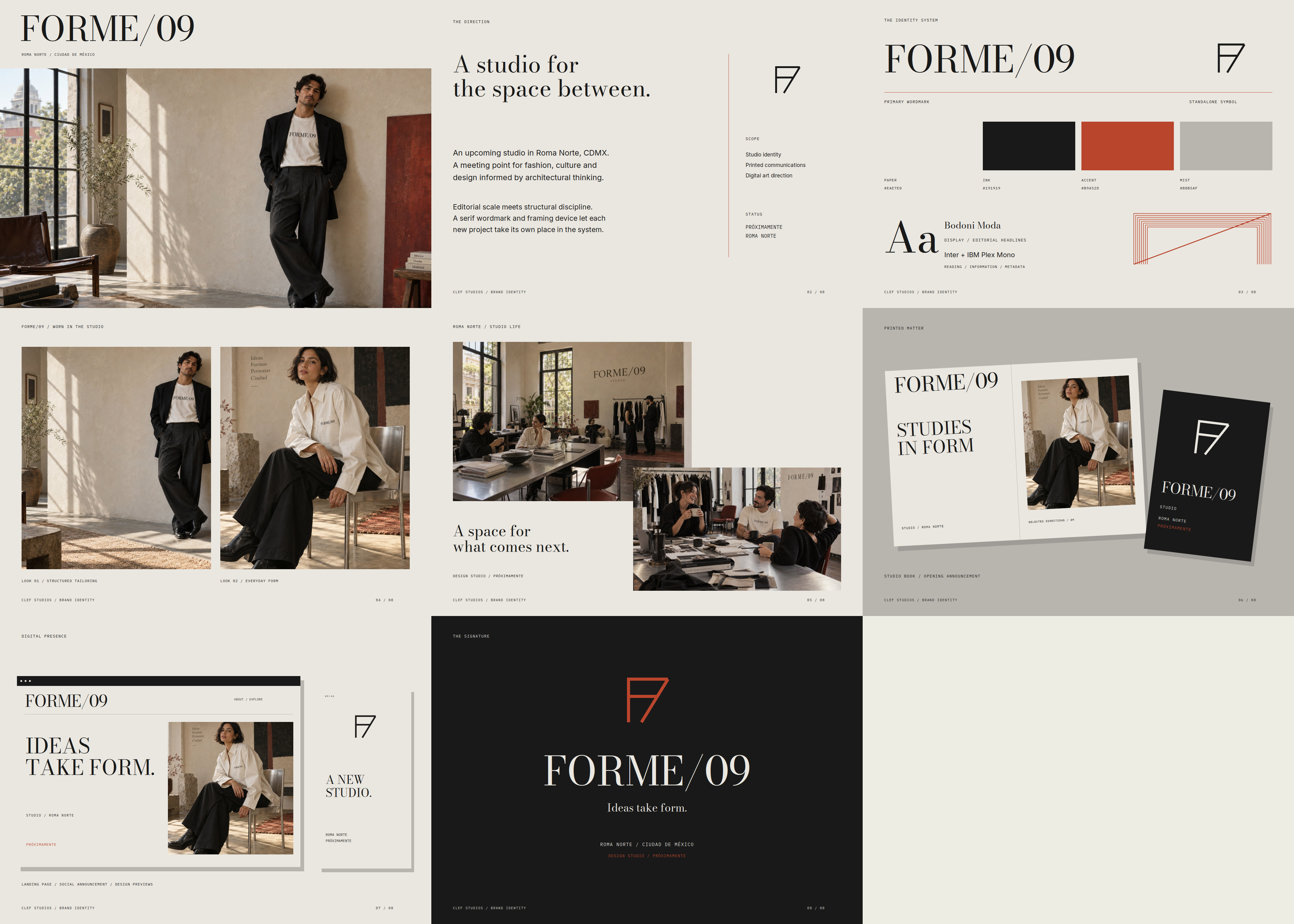 Complete FORME/O9 studio identity overview