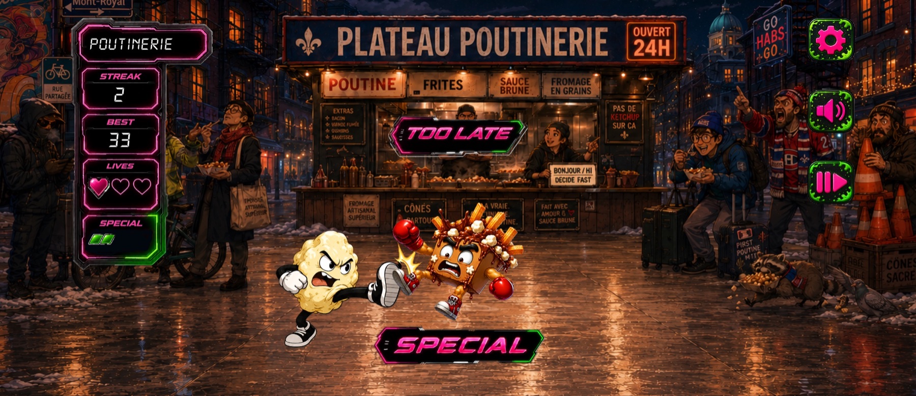 Poutinerie battle in Grub Fighter