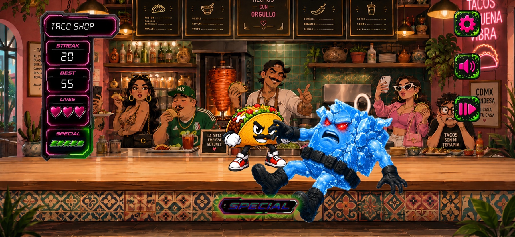 Taco Shop battle in Grub Fighter