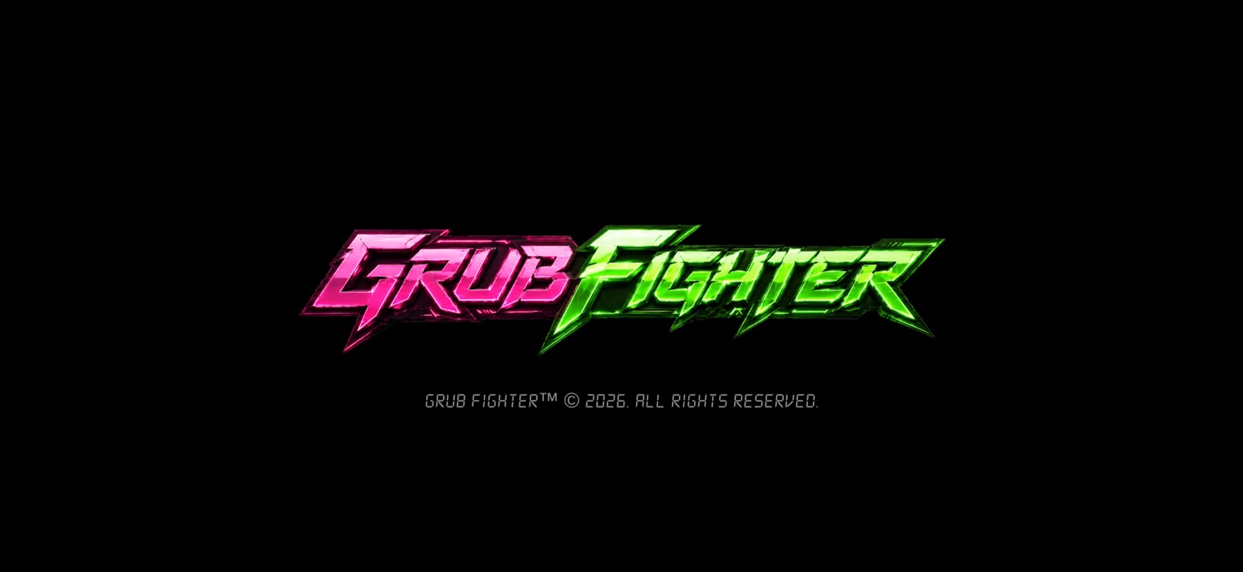 Grub Fighter neon title screen